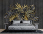 Golden line banana leaf wallpaper - view 4