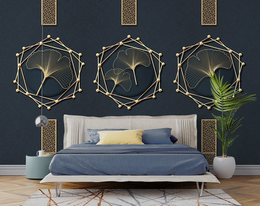 3D Creative Circular Art Ginkgo Leaf Wallpaper