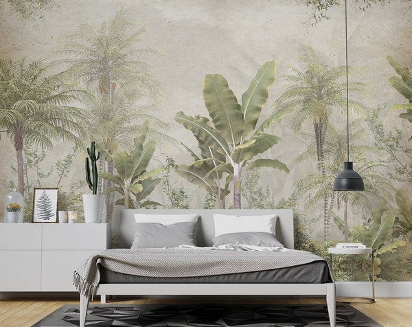Banana leaves jungle wallpaper