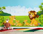 Watercolor lion family jungle wallpaper