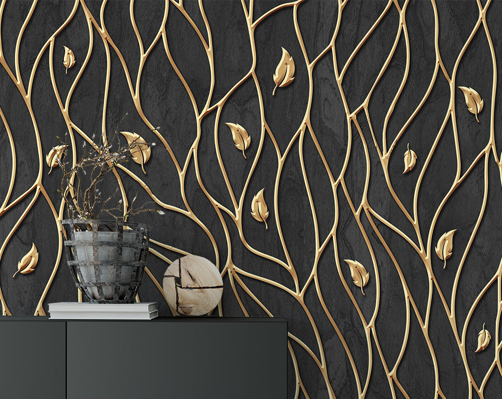 3D Golden Curve linear Wallpaper