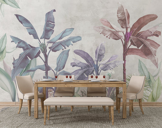 Colorful Banana Tree Wallpaper | Living Room Wallpaper