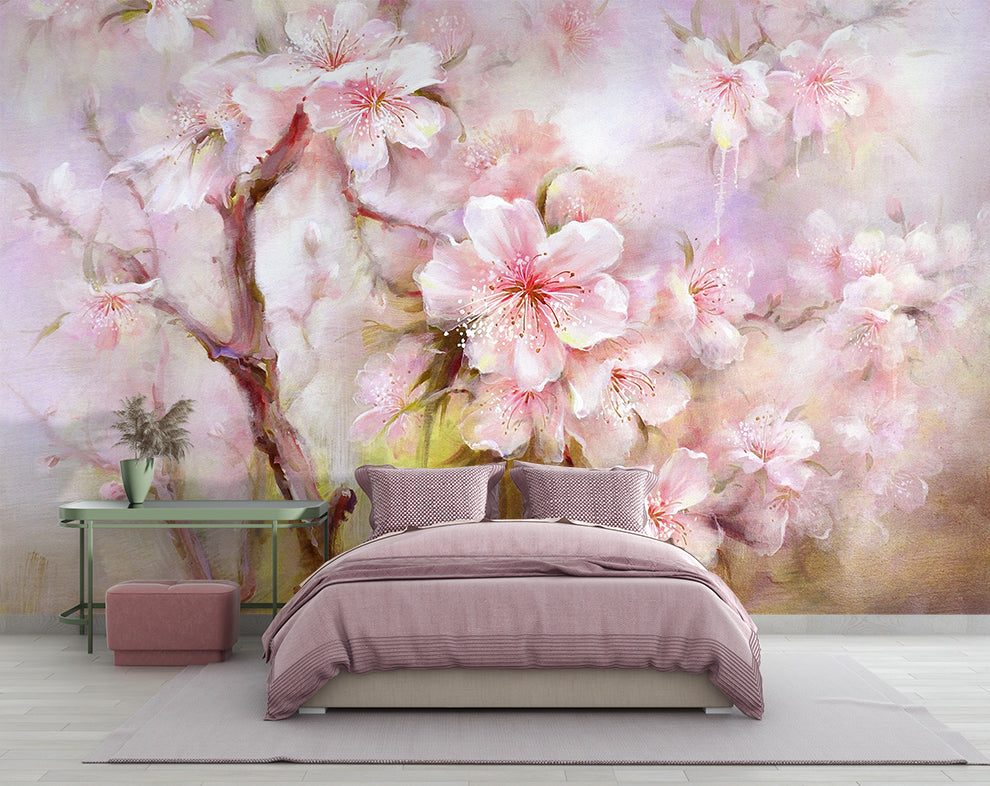 Cherry Blossom Floral Painting Wallpaper