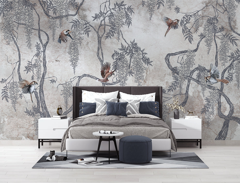 Chinoiserie Forest Branches Mural Wallpaper