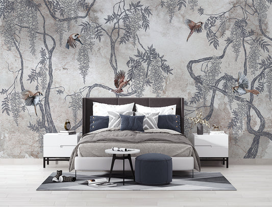 Chinoiserie Forest Branches Mural Wallpaper