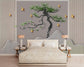 Curved pine tree and golden birds mural - view 4