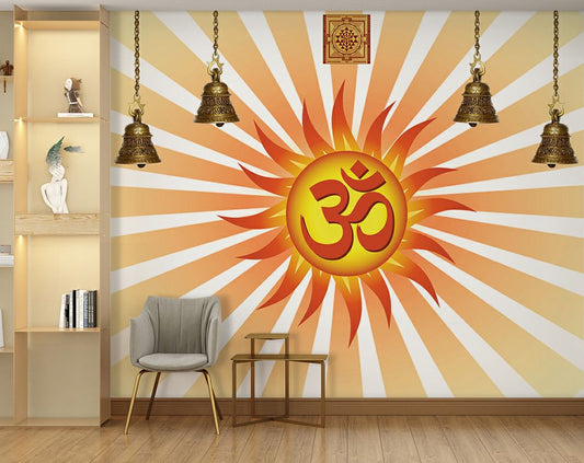 Om Art Wallpaper For Pooja Room | Om wallpaper for walls
