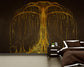 Abstract golden tree mural