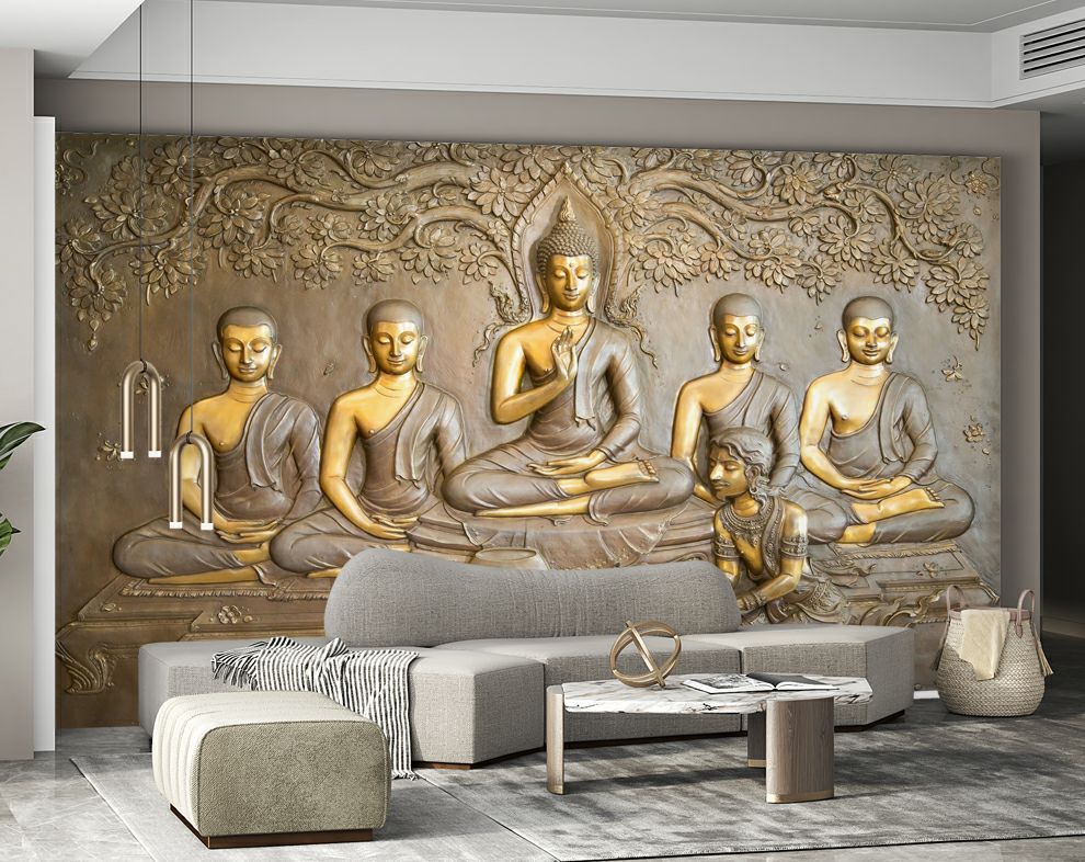 Customize 3D Wallpaper with Gautam Buddha And Shish WAllpaper