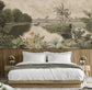 Vintage tropical lake view wallpaper