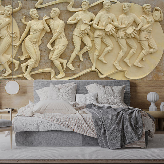 Dancing Stone Carving Art Mural Wallpaper