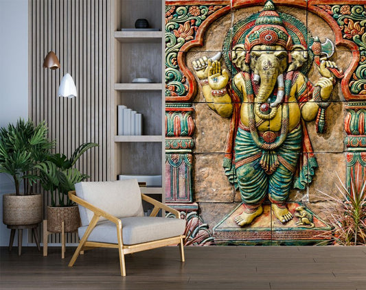 3d colourful lord ganesh wallpaper | Devotional wallpaper for walls