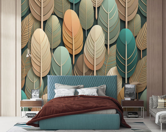Abstract Colorful Feather Design Wallpaper
