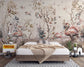 Bedroom - Tropical Leaves & Flamingo Wall Mural Wallpaper, Custom Size