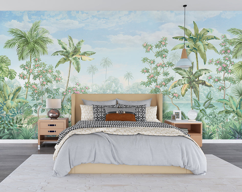 Tropical Trees And Forest Jungle Green Wallpaper