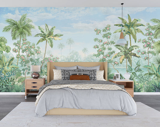 Tropical Trees And Forest Jungle Green Wallpaper