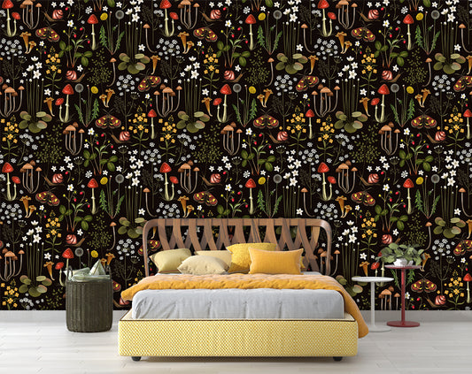 Dark Botanical Wallpaper Mushroom Wallpaper