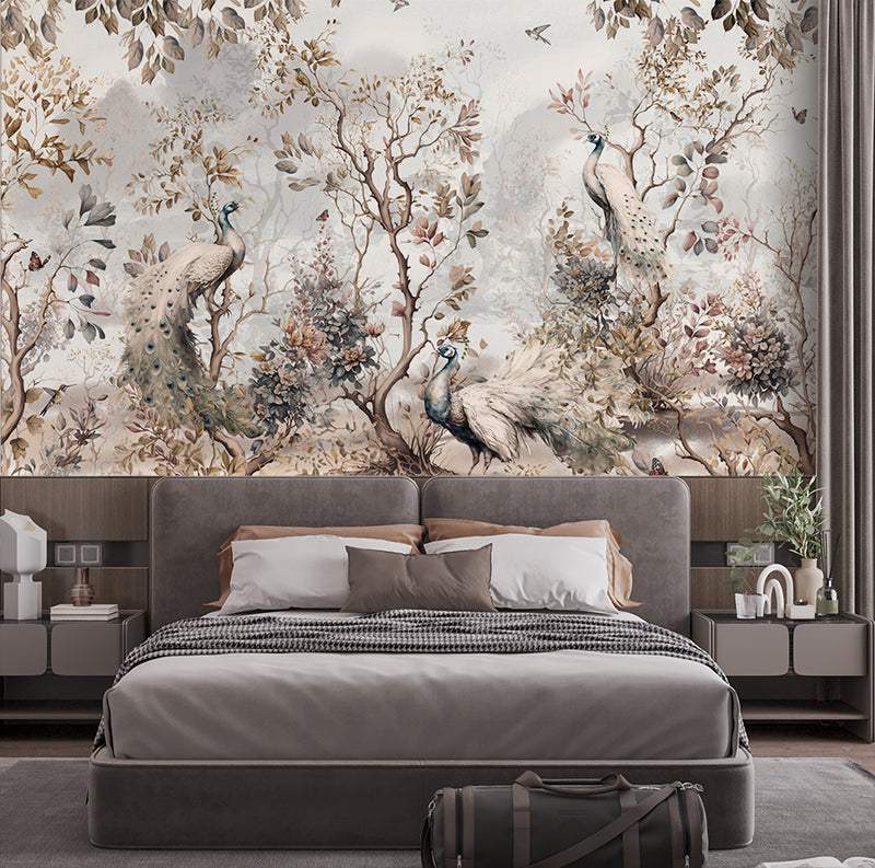 Chinoiserie peacock wallpaper