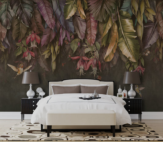 Banana leaves hanging wallpaper
