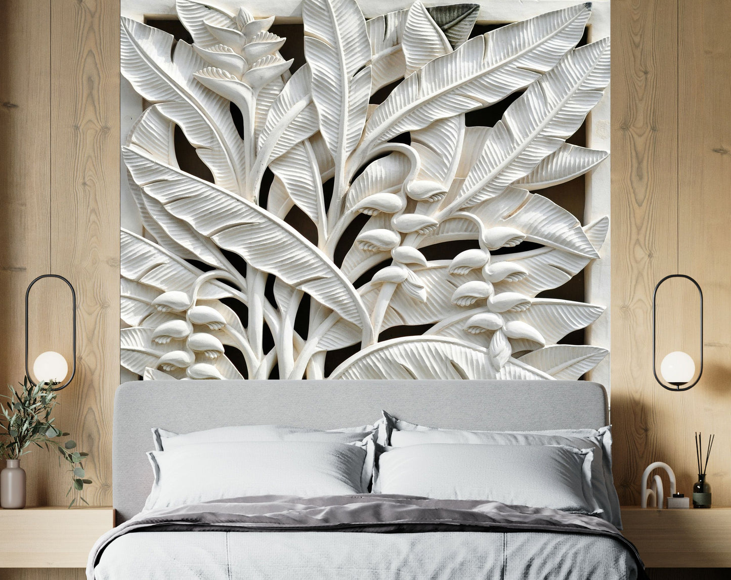 Stone Art 3D Wallpaper | Banana Tree Wallpaper For Wall