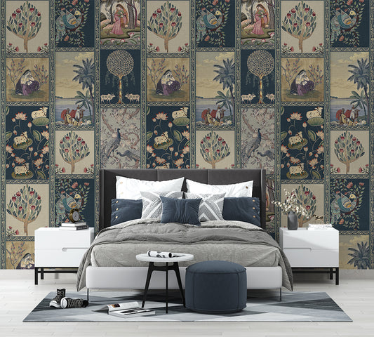 Bedroom - Indian Heritage Wall Mural Wallpaper, Custom Size