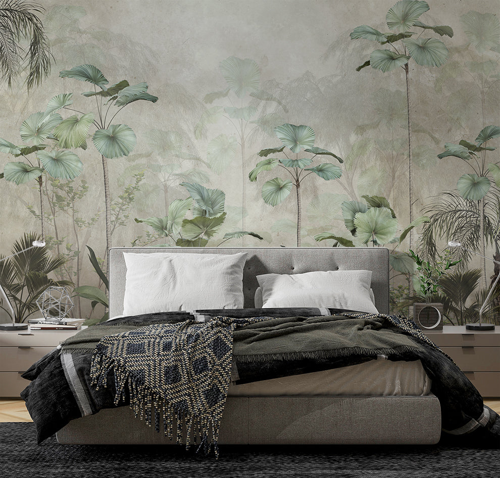 Botanical Tropical Green Forest Wallpaper