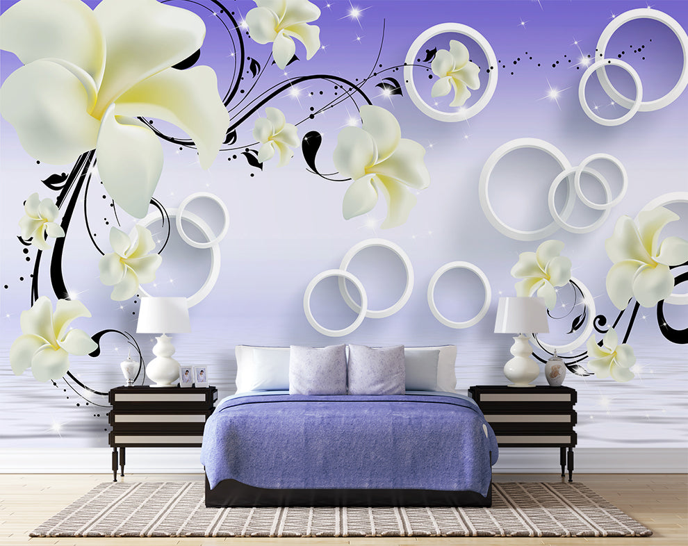 Beautiful Purple Wallpaper White flowers