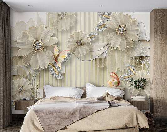 Butterfly And Floral Diamond Jewelry Wallpaper