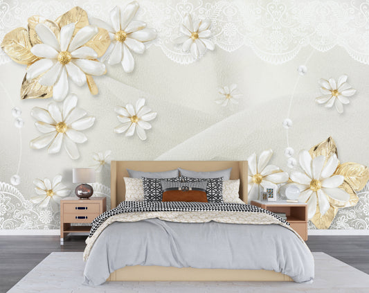 Jewelry Look Flower and Lace Wallpaper