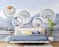 Bedroom - 3D Circle Art and Fish Wallpaper - view 2