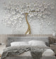 Golden tree with white flowers 3D wallpaper for living room - view 5