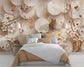 3D floral texture and butterfly wallpaper