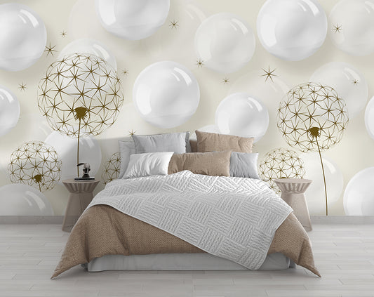 Stereo Ball Dandelion Round Ball Bedroom Background Wall Decoration Wallpaper