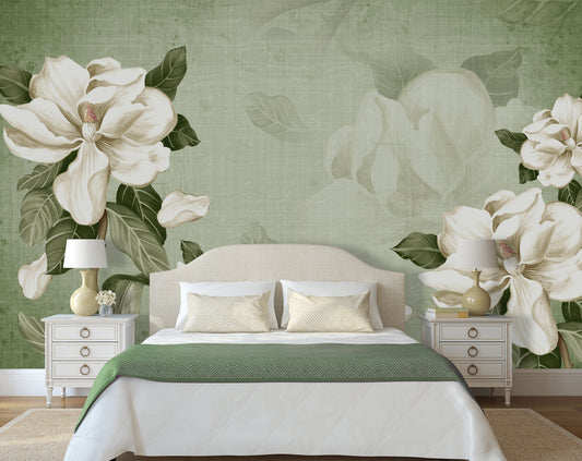 Magnolia Flowers Botanical Art Wallpaper