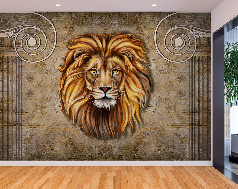 3D Animal Gold Lion Wallpaper