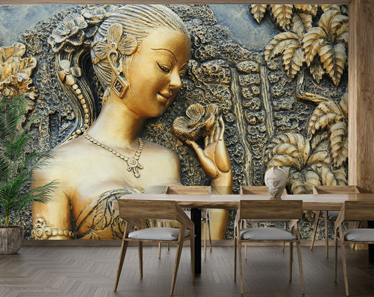 Pretty Women Sculpture 3D Wall Mural Wallpaper