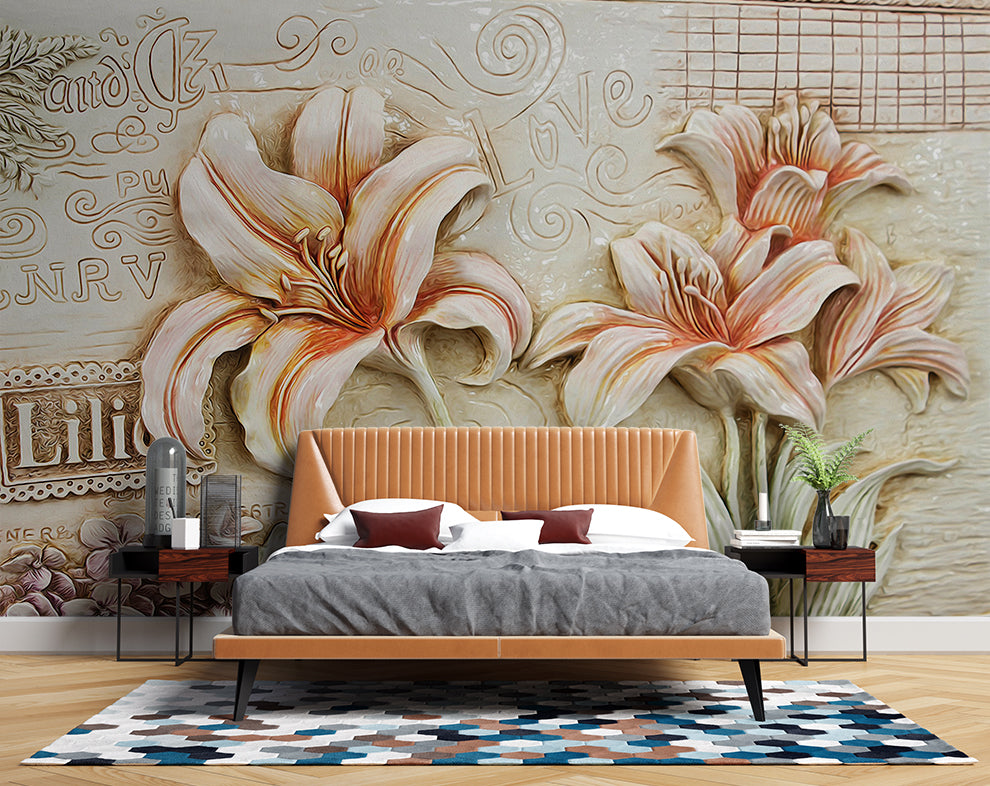 3D Murals Orchids Lily Flowers Wallpaper
