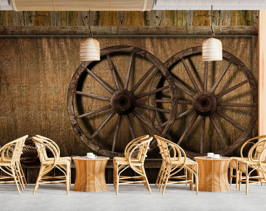 Wagon wheel, nature Wallpaper for cafe and restaurant wall