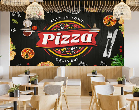 Pizza Shop Blackboard Photo Cafe Restaurant Background Wallpaper