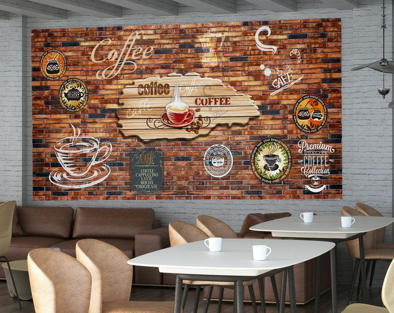 Old wood cafe wallpaper for coffee shop wall