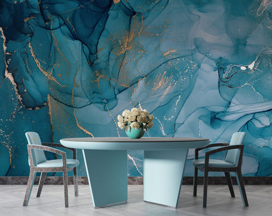 Blue Marble Abstract Wallpaper | Marble Wall Mural