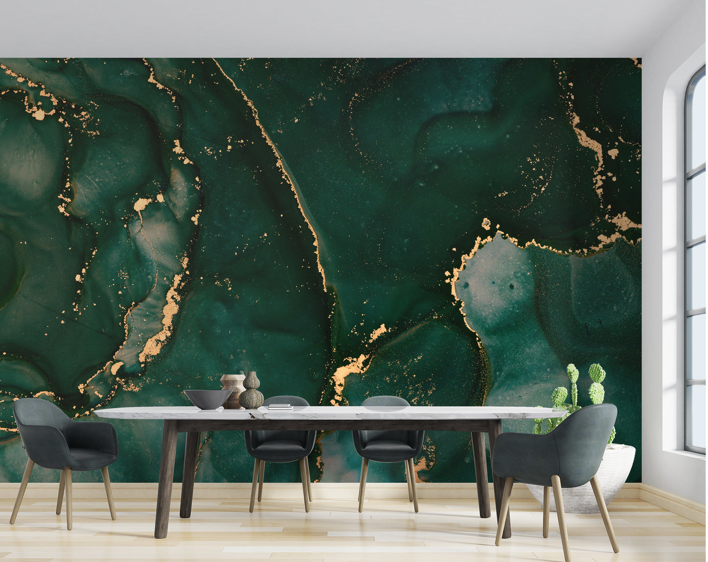 Green Gold Abstract Marble Wallpaper