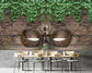 3D hanging leaves and chairs wall mural