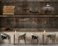 Retro brick wall coffee shop wallpaper