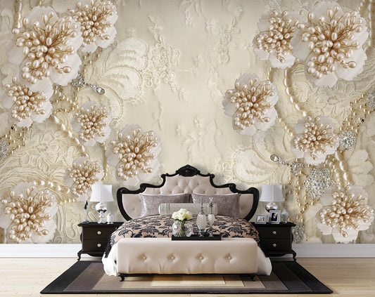 Pearl Flower Design Customized Wallpaper
