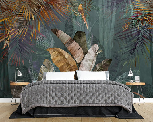 Big Banana Leaf Watercolour Wallpaper For Wall