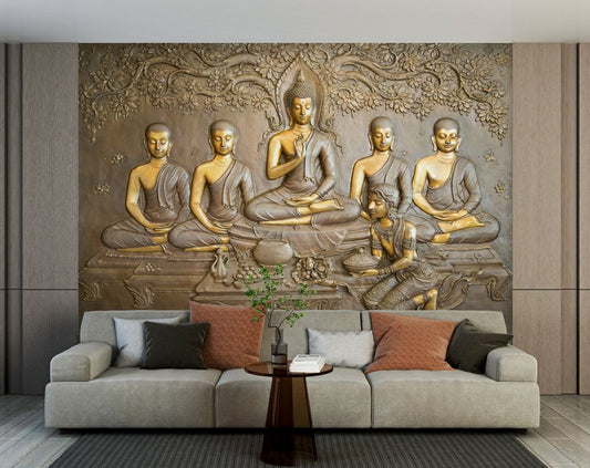 Customize 3D Wallpaper with Gautam Buddha And Shish WAllpaper