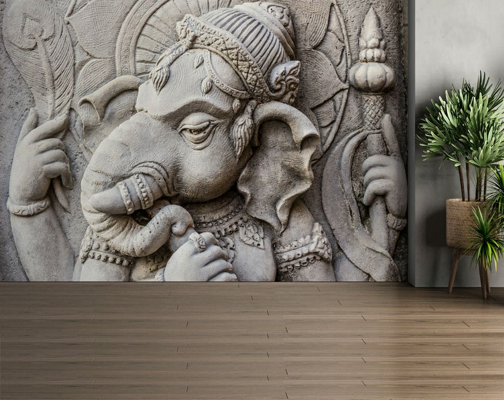 3d Lord Ganesha wall mural wallpaper | 3d Ganesha hallway wallpaper