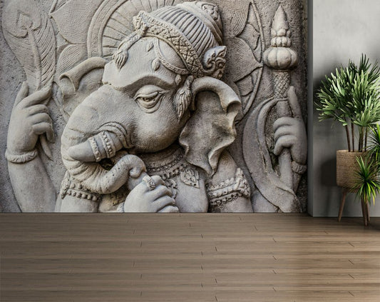 Pooja Room - 3D Lord Ganesha Wall Mural Wallpaper