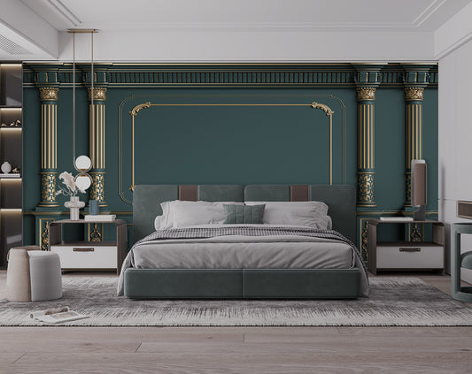 Classic Interior Blue Color Wallpaper For Bedroom